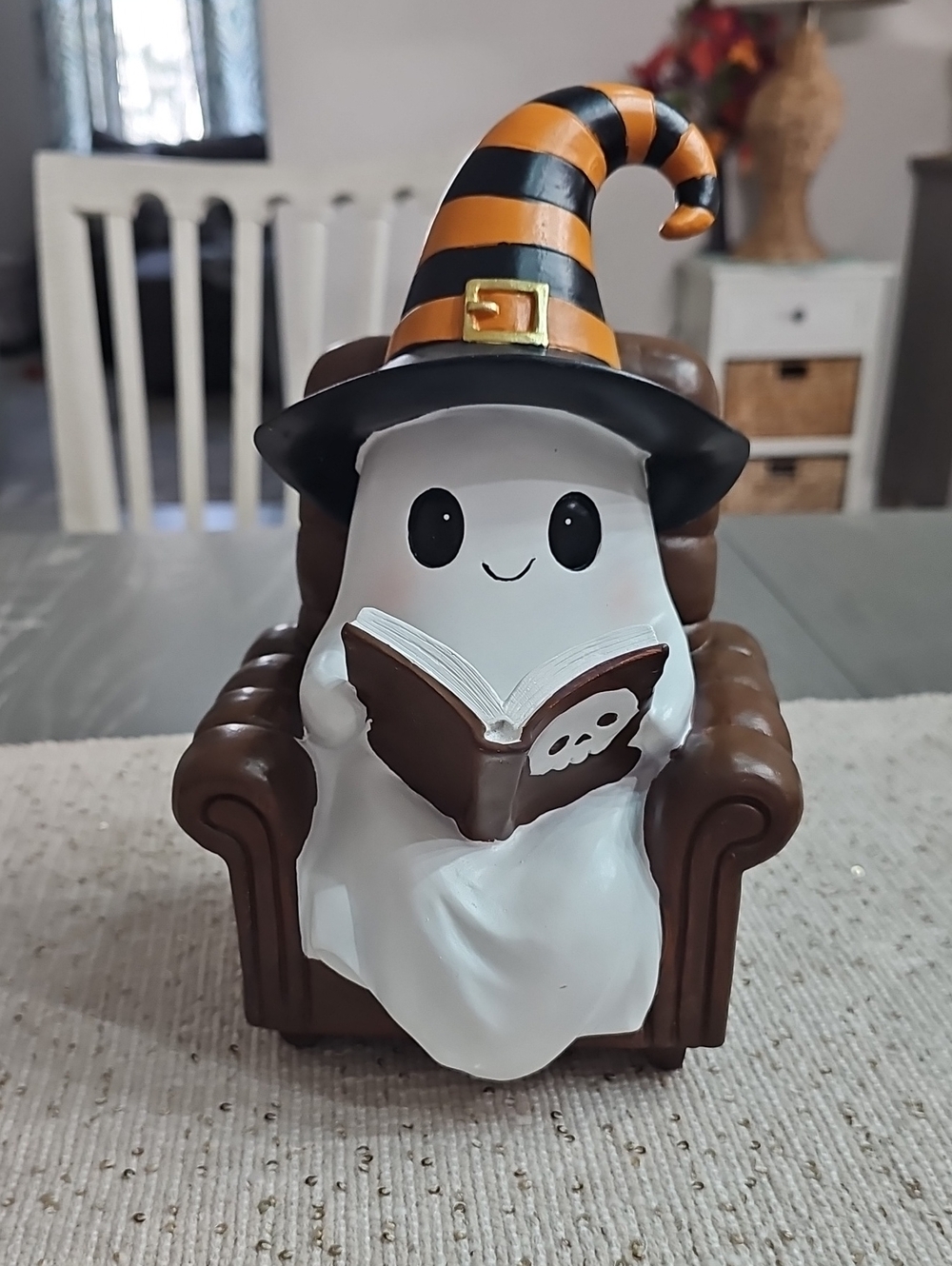 New! Halloween Ghost Reading Book in Recliner